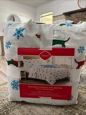 Joyland Reversible Full/Queen 3-PC‎ Quilt Set White Comforter